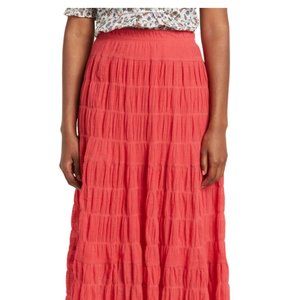 Elegant Coral Maxi Skirt